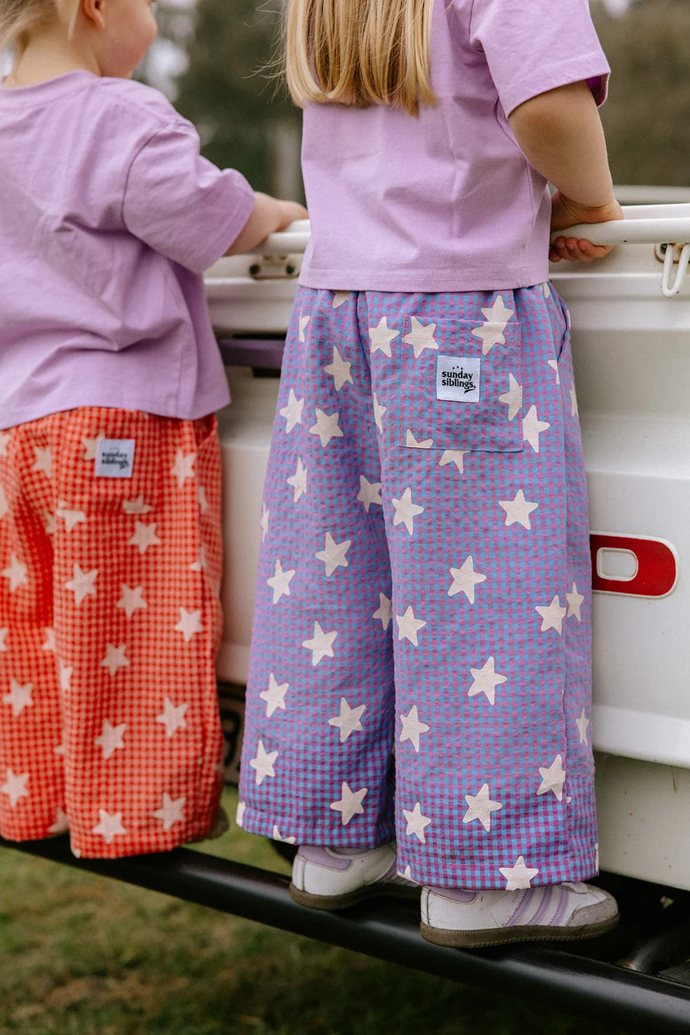 Sunday Siblings Dusty Star Pants - Purple Gingham
