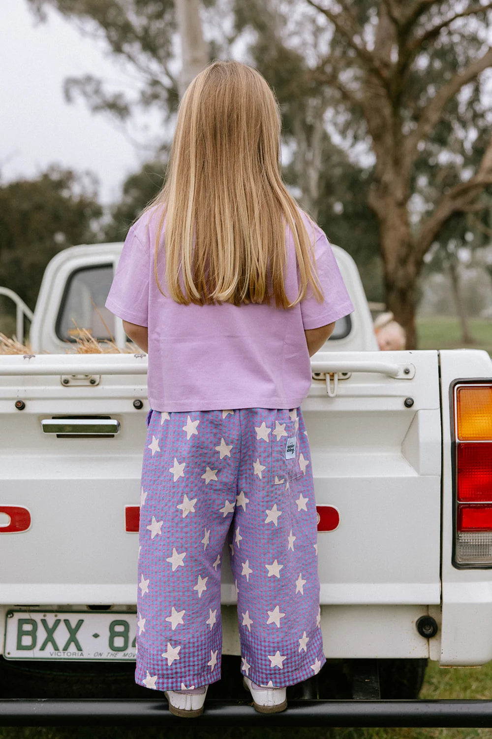 Sunday Siblings Dusty Star Pants - Purple Gingham