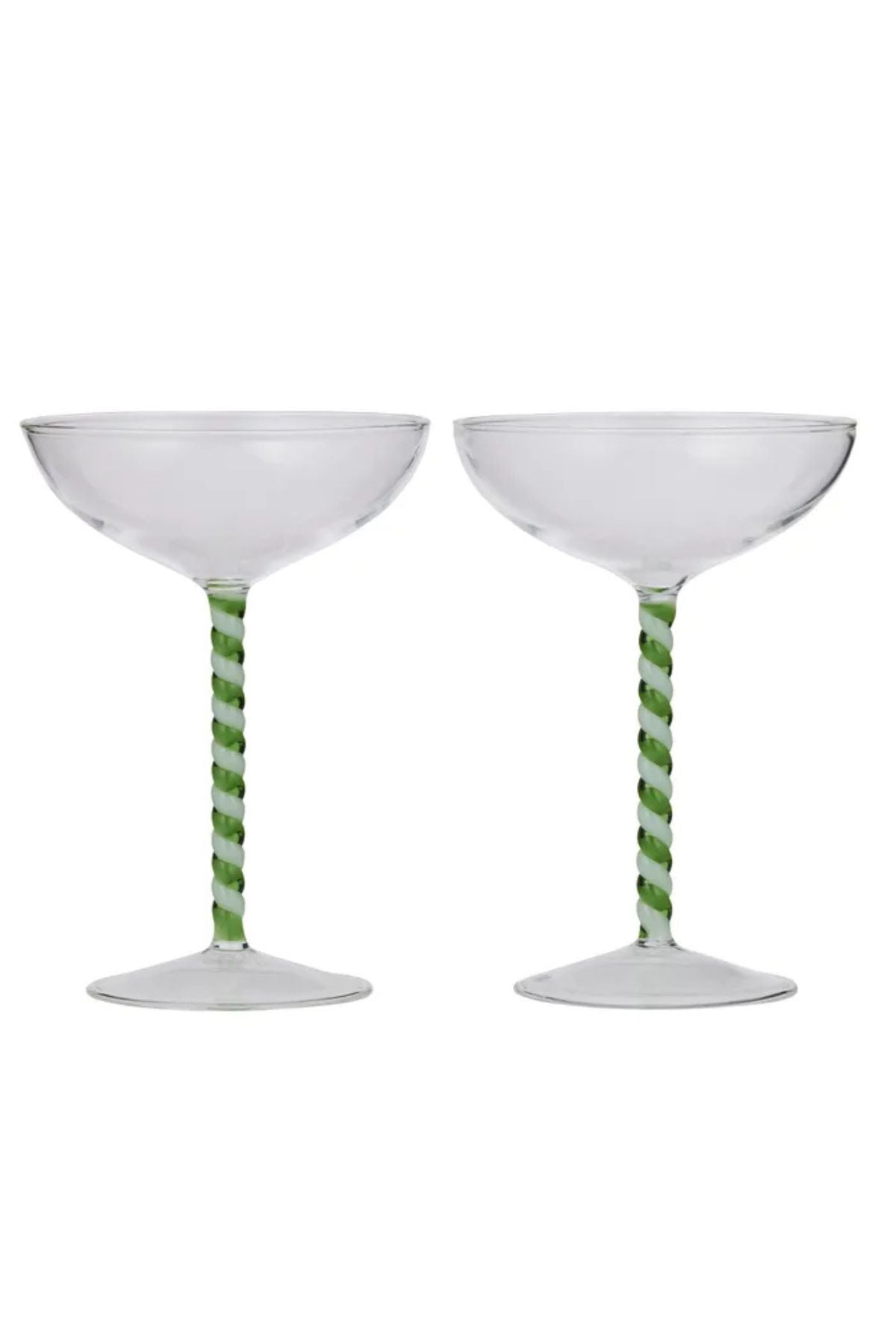 Swirl Set of 2 Cocktail Glasses - Green & White