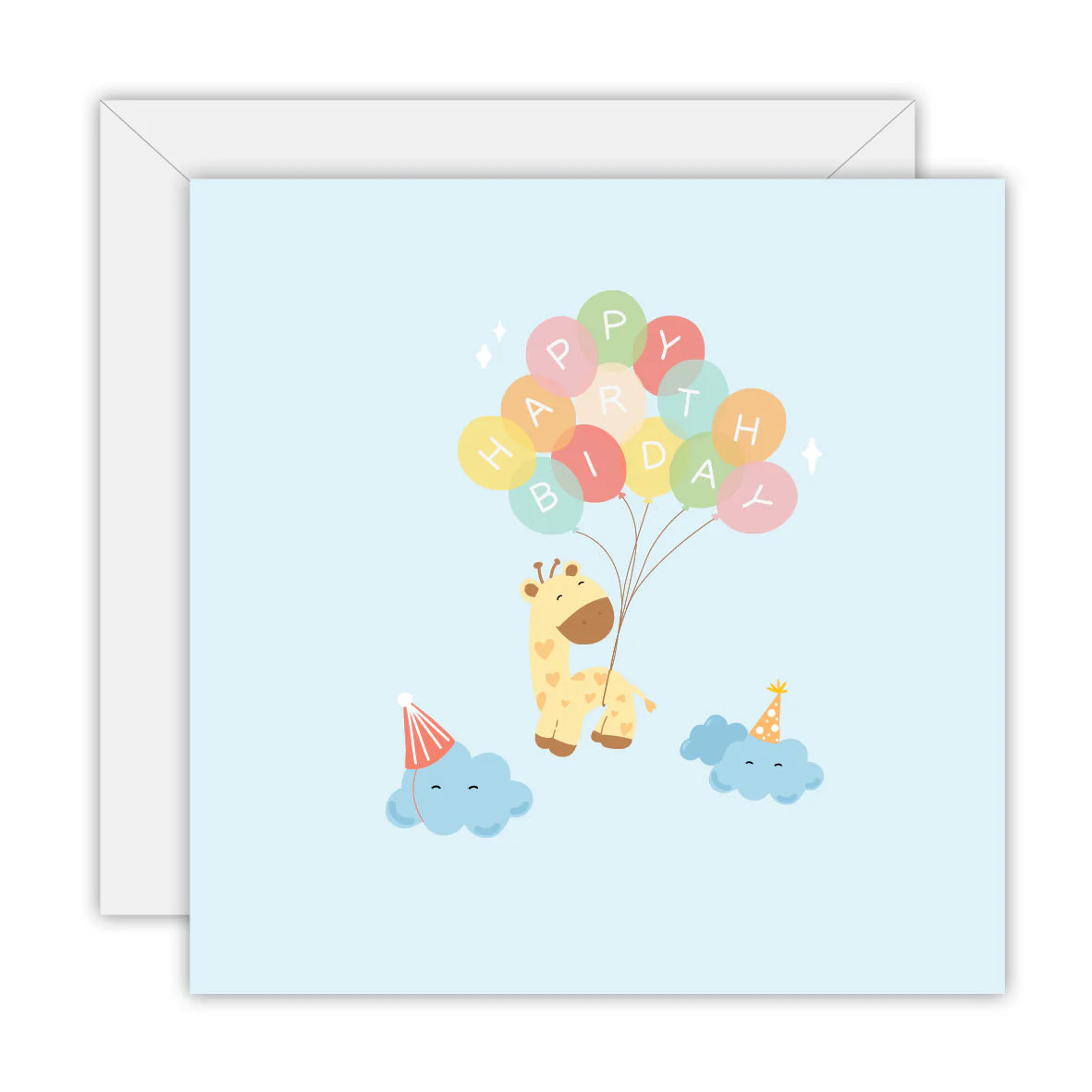 Happy Birthday Giraffe - Blank Greeting Card
