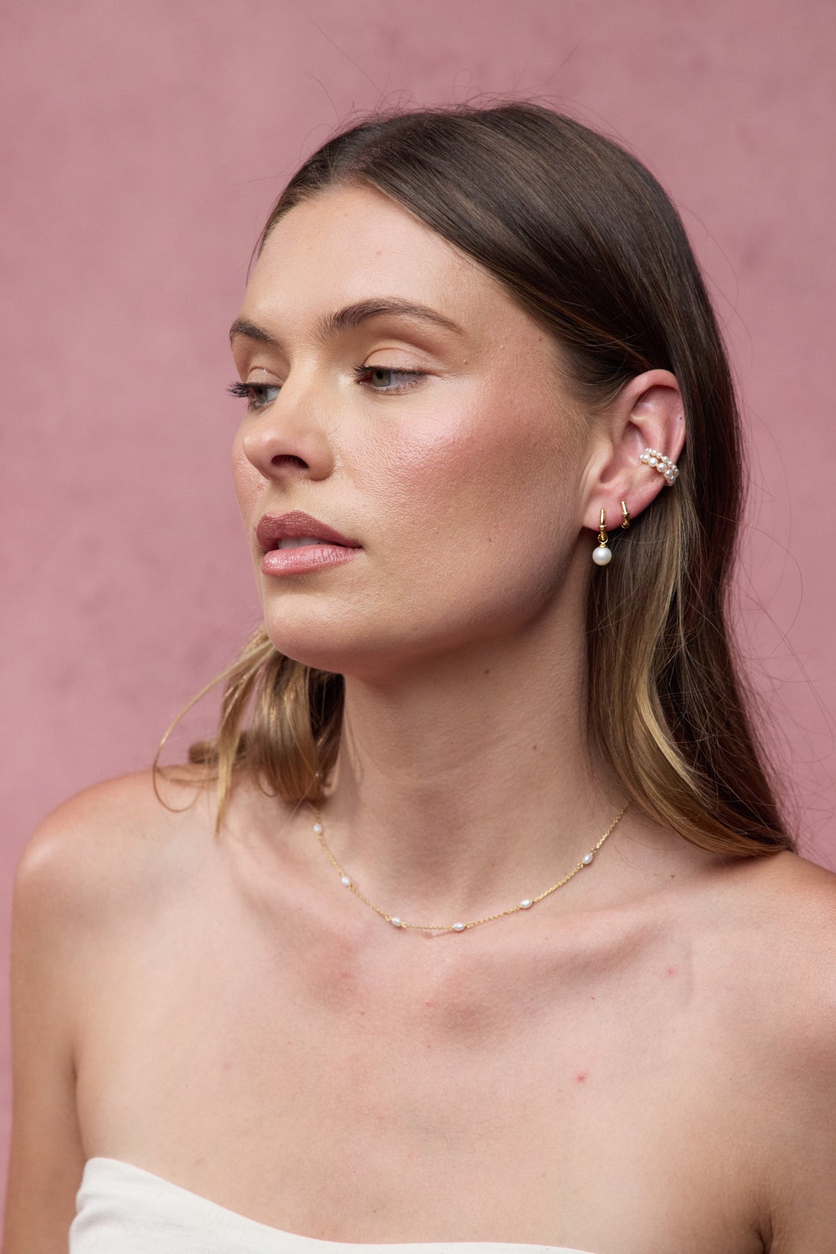 Zafino Tessa Pearl Hoop - Gold