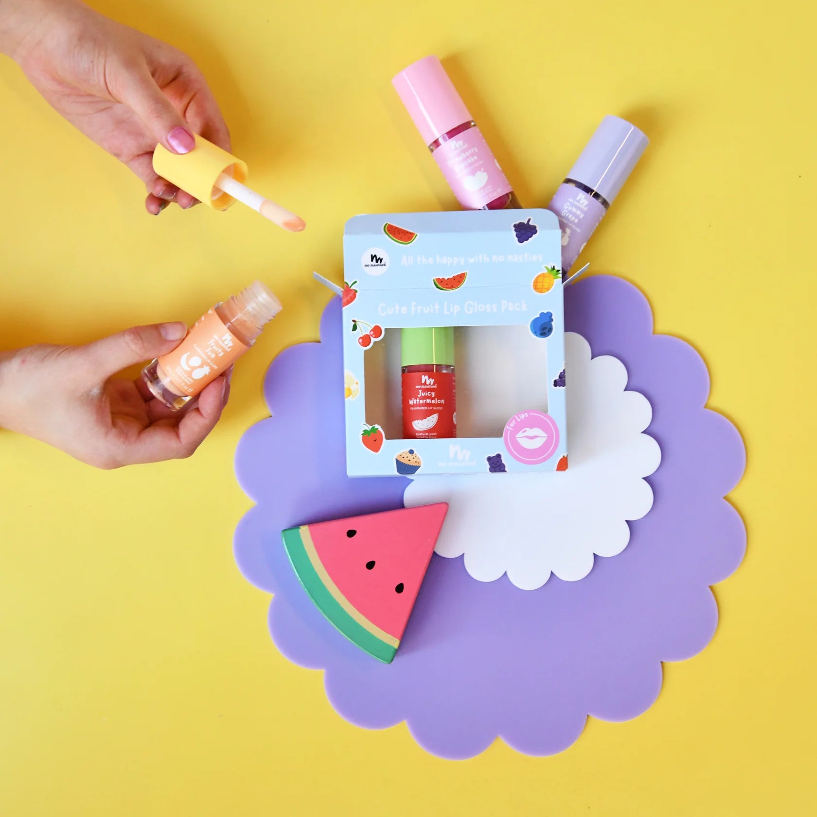 No Nasties Cute Fruit Natural Kids Lip Gloss Gift Set