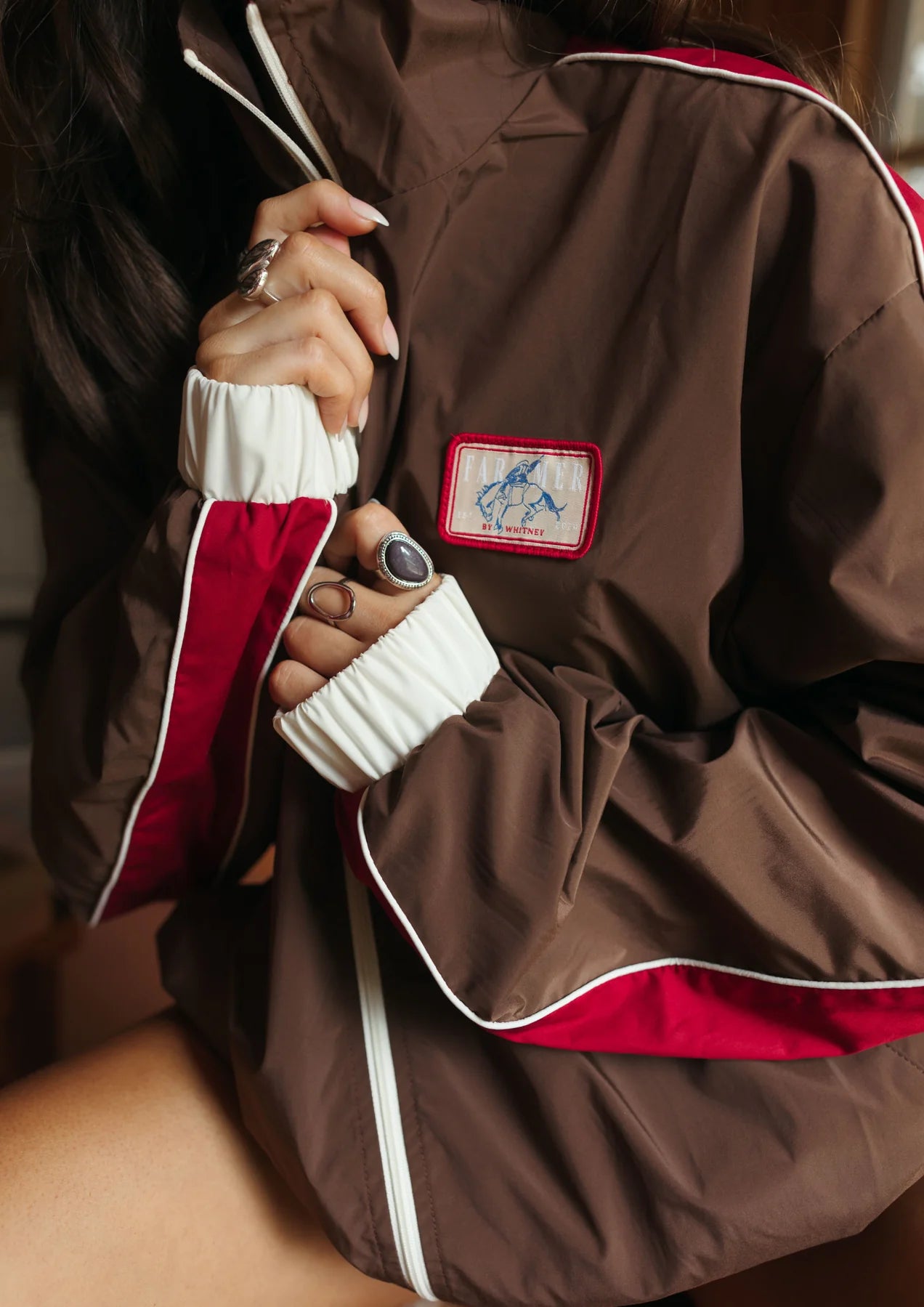 Farmer By Whitney Bronc Patch Windbreaker