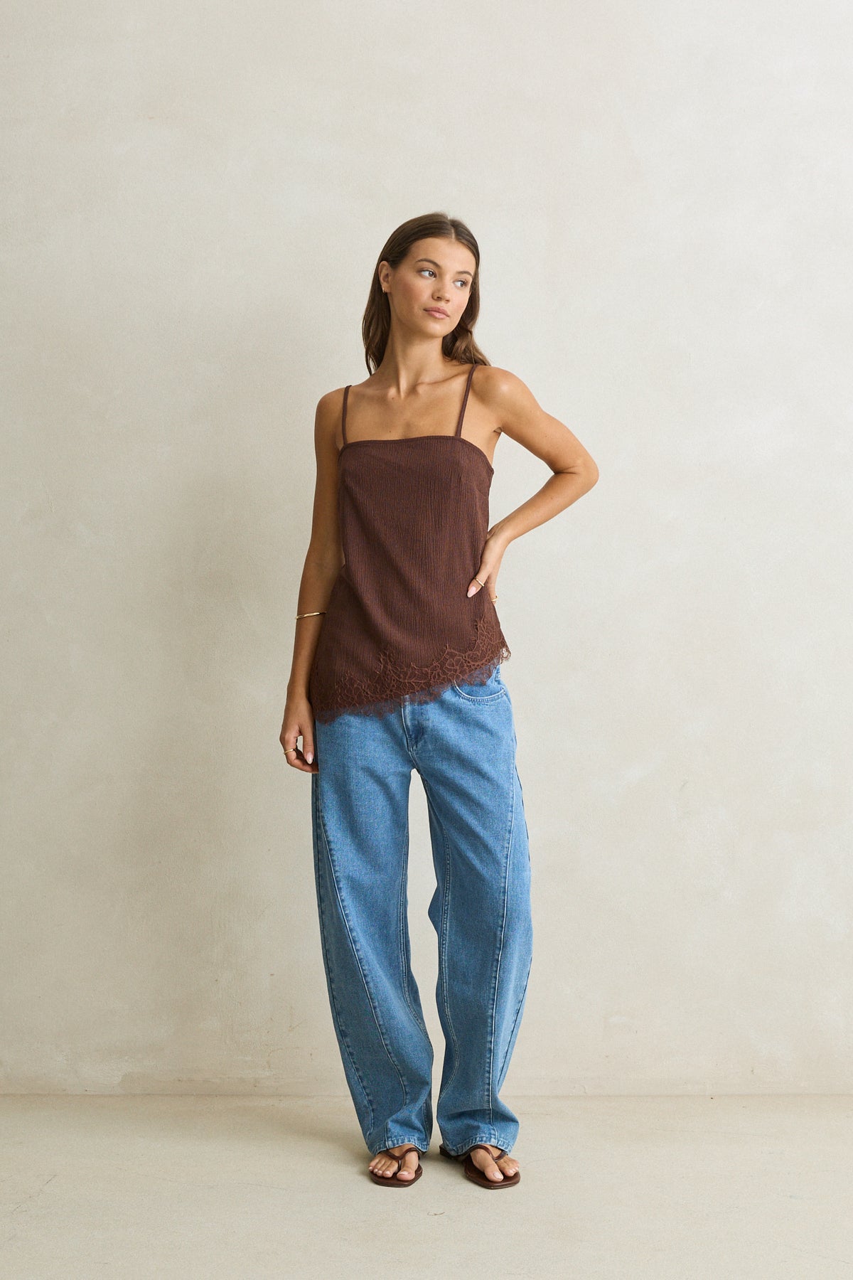 Rhythm Dreamer Lace Top - Chocolate