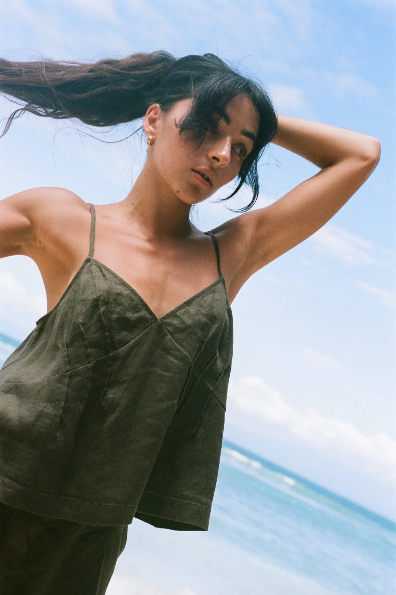 Lilly Pilly Bea Linen Cami - Khaki